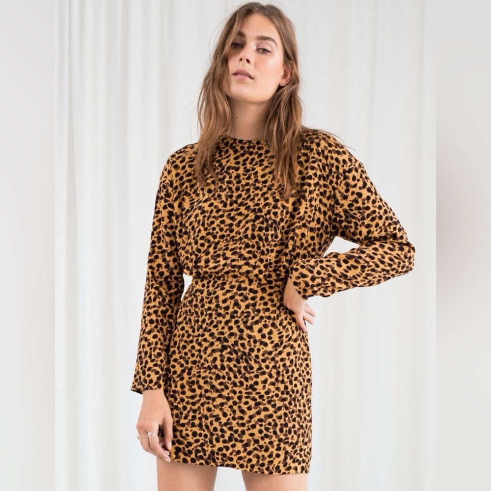 & Other Stories Animal Print Long Sleeve Dress